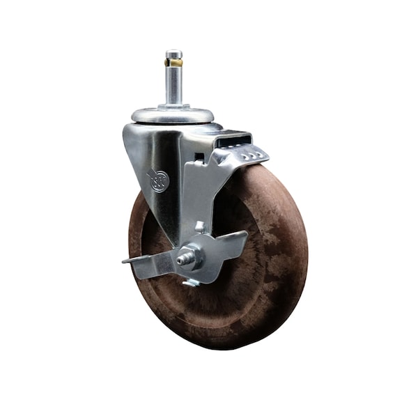 Service Caster 5'' High Temp Glass Filled Nylon 7/16'' Grip Ring Stem Caster with Brake SCC-GR20S514-GFNSHT-TLB-716138 - main